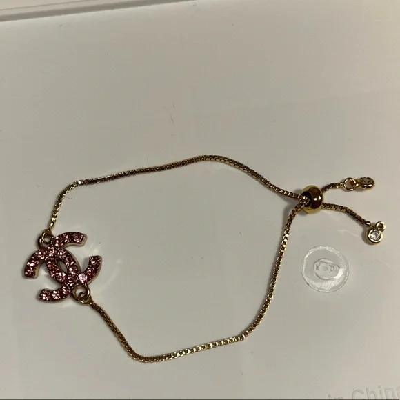 SOLD - Authentic Reworked Pink Gem CC Bracelet - Picture 3 of 5